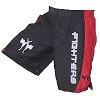 FIGHTERS - Panatalones Cortos de MMA / Cage / Negro-Rojo