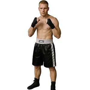 FIGHT-FIT - Pantaloncini da Boxe Lunghi / Nero-Bianco / Medium