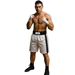 FIGHT-FIT - Pantaloncini da Boxe Lunghi / Bianco-Nero / Medium