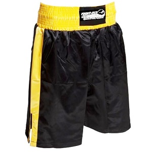 FIGHT-FIT - Pantaloncini da Boxe / Nero-Giallo / XXL