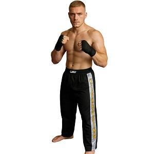 FIGHT-FIT - Pantaloni da Kickboxing / Raso / Nero / Small