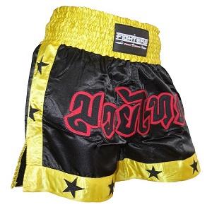 FIGHTERS - Shorts de Muay Thai / Noir-Jaune / XL