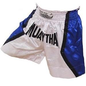 FIGHTERS - Pantaloncini Muay Thai / Bianco-Blu / Large