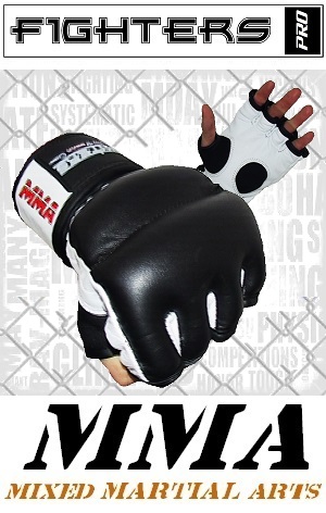 FIGHTERS - Guantes MMA / Cage Fight / Negro-Blanco / Small
