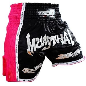 FIGHTERS - Pantaloncini Muay Thai / Elite Muay Thai / Nero-Rosa / Small