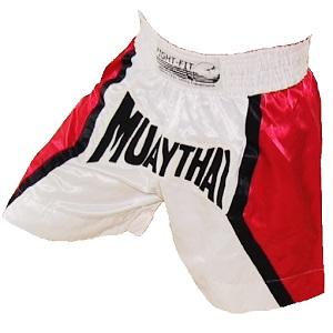 FIGHTERS - Pantaloncini Muay Thai / Bianco-Rosso / Large
