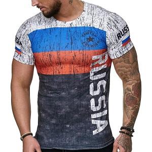 FIGHTERS - T-Shirt / Russia / White-Blue-Red-Black / Large
