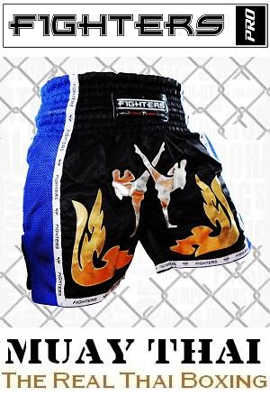 FIGHTERS - Pantaloncini Muay Thai / Elite Fighters / Nero-Bu / XXL
