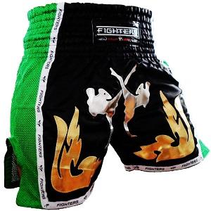 FIGHTERS - Pantaloncini Muay Thai / Elite Fighters / Nero-Verde / Large