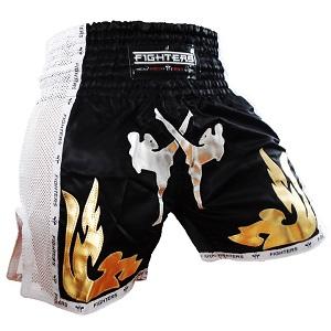 FIGHTERS - Pantaloncini Muay Thai / Elite Fighters / Nero-Bianco / Medium
