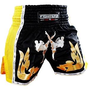 FIGHTERS - Pantaloncini Muay Thai / Elite Fighters / Nero-Giallo / Large