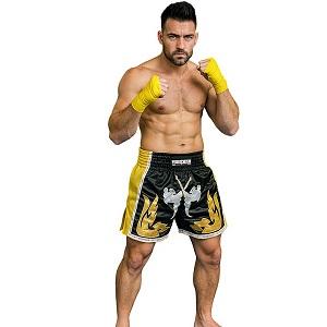 FIGHTERS - Pantaloncini Muay Thai / Elite Fighters / Nero-Giallo / Medium