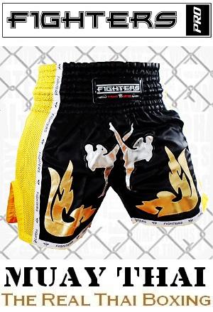 FIGHTERS - Pantaloncini Muay Thai / Elite Fighters / Nero-Giallo / XXL