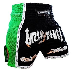 FIGHTERS - Pantaloncini Muay Thai / Elite Muay Thai / Nero-Verde / Small
