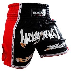 FIGHTERS - Pantaloncini Muay Thai / Elite Muay Thai / Nero-Rosso / Small