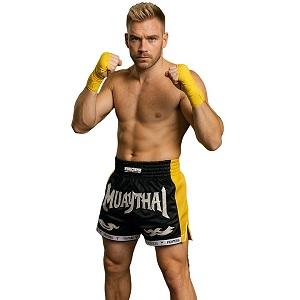 FIGHTERS - Pantaloncini Muay Thai / Elite Muay Thai / Nero-Giallo / XL