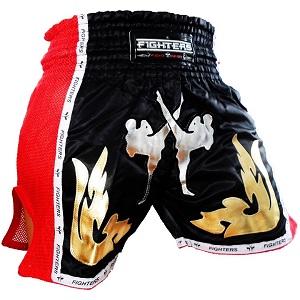 FIGHTERS - Pantaloncini Muay Thai / Elite Fighters / Nero-Rosso / Medium