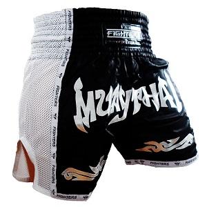 FIGHTERS - Pantaloncini Muay Thai / Elite Muay Thai / Nero-Bianco / Large