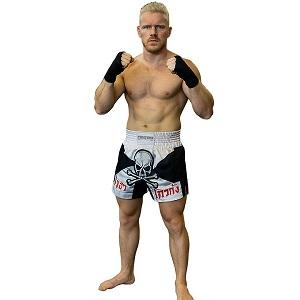 FIGHTERS - Pantaloncini Muay Thai / Skull / Bianco-Nero / Small